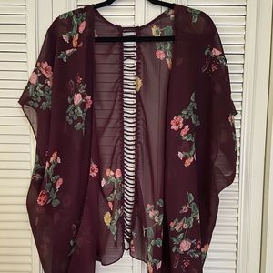 🧡Burgundy Floral Kimono
